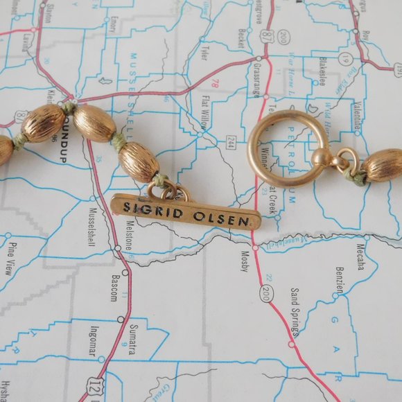 boho Sigrid Olsen ceramic pendant brass beads - Picture 3 of 5